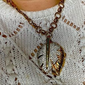 Vintage Swarovski RUNWAY Monstrea Leaf Necklace